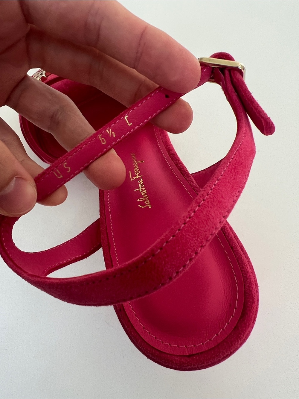 Salvatore Ferragamo ondina 55 fandango pink suede leather open toe heels sandals - Picture 12 of 12